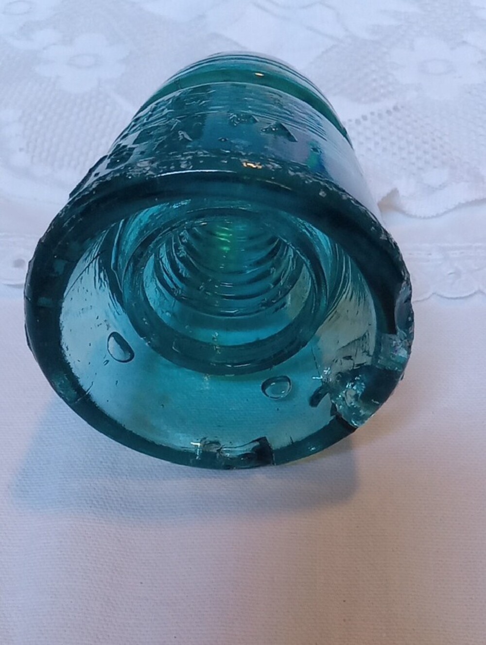 Antique Aqua Glass Insulator - Picture 2 of 4